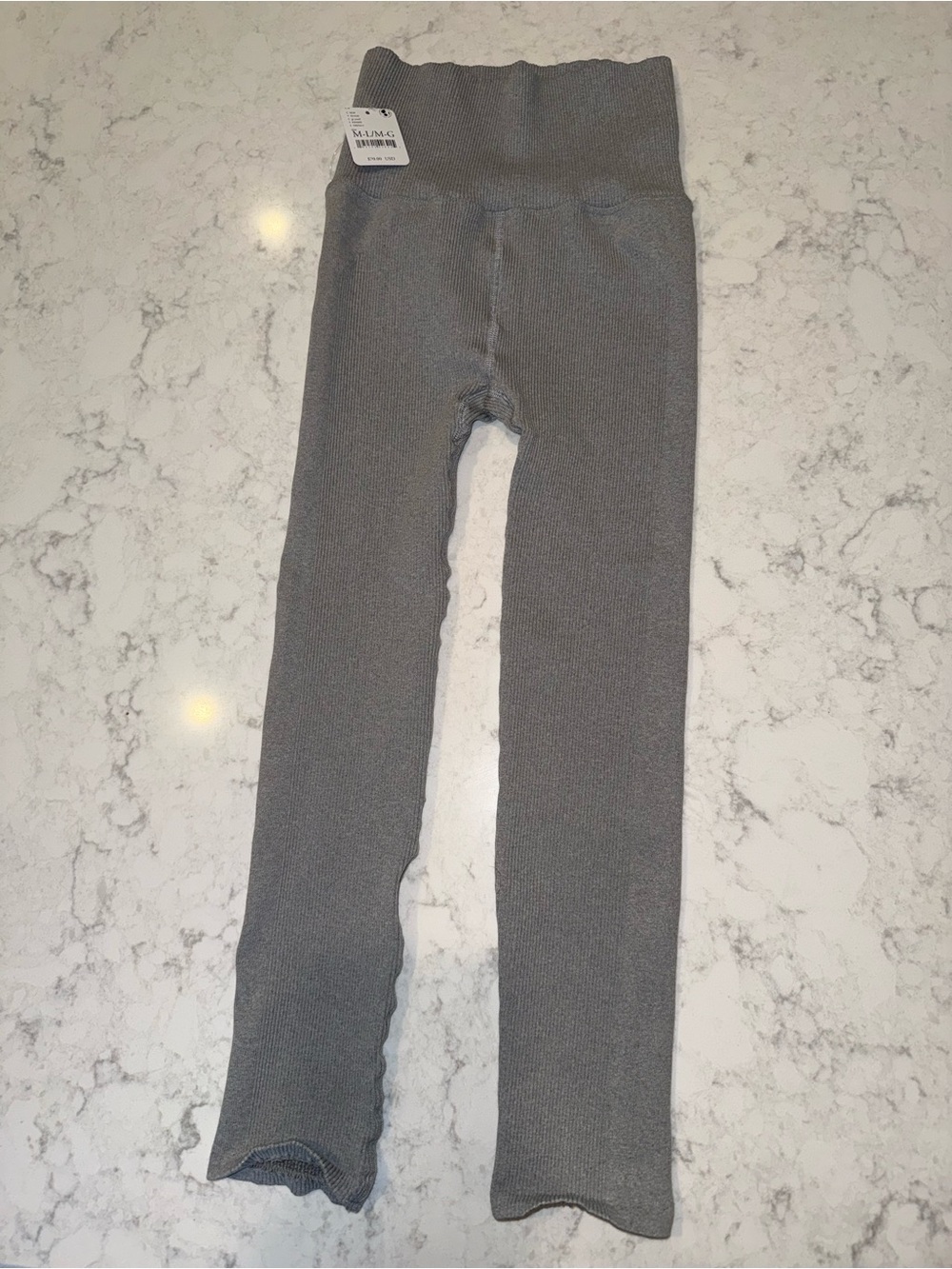 Grey Ribbed Knit Leggings from FP Movement. NWT